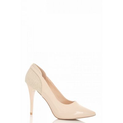 Nude shimmer heel courts